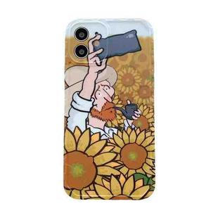 Oil Painting Pattern Shockproof Protective Case For iPhone 13(Sunflower)