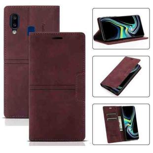 For Samsung Galaxy A20 / A30 Dream Magnetic Suction Business Horizontal Flip PU Leather Case with Holder & Card Slot & Wallet(Wine Red)