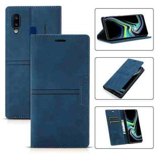 For Samsung Galaxy A40 Dream Magnetic Suction Business Horizontal Flip PU Leather Case with Holder & Card Slot & Wallet(Blue)