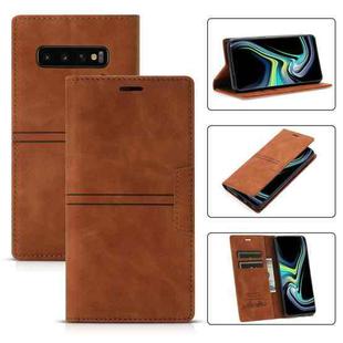 For Samsung Galaxy S10+ Dream Magnetic Suction Business Horizontal Flip PU Leather Case with Holder & Card Slot & Wallet(Brown)