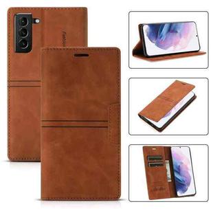 For Samsung Galaxy S21+ 5G Dream Magnetic Suction Business Horizontal Flip PU Leather Case with Holder & Card Slot & Wallet(Brown)