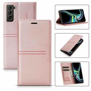 For Samsung Galaxy S21 5G Dream Magnetic Suction Business Horizontal Flip PU Leather Case with Holder & Card Slot & Wallet(Rose Gold)