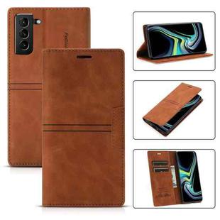 For Samsung Galaxy S21 5G Dream Magnetic Suction Business Horizontal Flip PU Leather Case with Holder & Card Slot & Wallet(Brown)