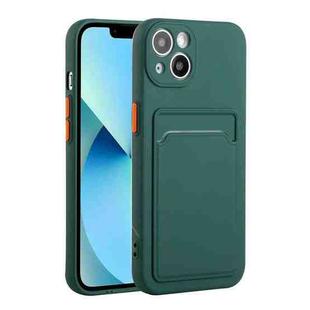 For iPhone 13 Card Slot Design Shockproof TPU Protective Case(Dark Green)