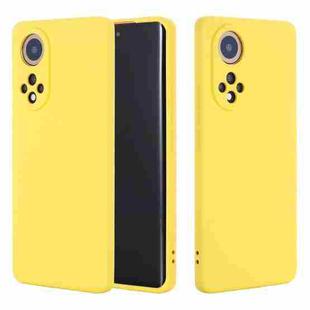 For Huawei Nova 9 Pro Solid Color Liquid Silicone Dropproof Full Coverage Protective Case(Yellow)