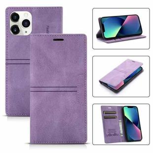 For iPhone 13 Dream Magnetic Suction Business Horizontal Flip PU Leather Case with Holder & Card Slot & Wallet(Purple)