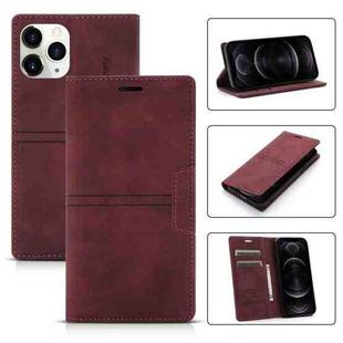 For iPhone 12 / 12 Pro Dream Magnetic Suction Business Horizontal Flip PU Leather Case with Holder & Card Slot & Wallet(Wine Red)