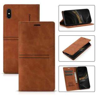For iPhone X / XS Dream Magnetic Suction Business Horizontal Flip PU Leather Case with Holder & Card Slot & Wallet(Brown)