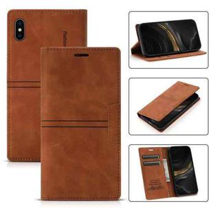 For iPhone XS Max Dream Magnetic Suction Business Horizontal Flip PU Leather Case with Holder & Card Slot & Wallet(Brown)