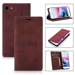 For iPhone SE 2022 / SE 2020 / 8 / 7 Dream Magnetic Suction Business Horizontal Flip PU Leather Case with Holder & Card Slot & Wallet(Wine Red)