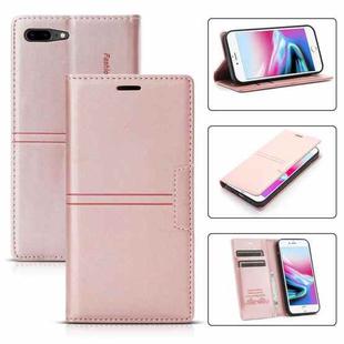 Dream Magnetic Suction Business Horizontal Flip PU Leather Case with Holder & Card Slot & Wallet For iPhone 8 Plus / 7 Plus(Rose Gold)