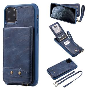 For iPhone 11 Pro Max Vertical Flip Wallet Shockproof Back Cover Protective Case with Holder & Card Slots & Lanyard & Photos Frames(Blue)
