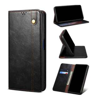 For Motorola Moto Edge 2021 Simple Wax Crazy Horse Texture Horizontal Flip Leather Case with Card Slots & Wallet(Black)