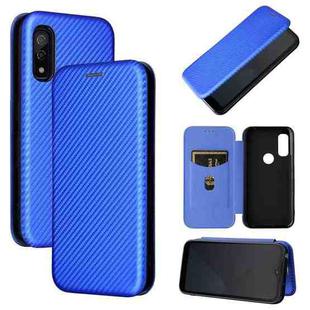 For Fujitsu Arrows WE Carbon Fiber Texture Horizontal Flip TPU + PC + PU Leather Case with Card Slot(Blue)