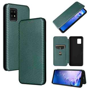 For Sharp Aquos Zero6 Carbon Fiber Texture Horizontal Flip TPU + PC + PU Leather Case with Card Slot(Green)