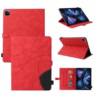 Dual-color Splicing Horizontal Flip PU Leather Case with Holder & Card Slots & Sleep / Wake-up Function For iPad Pro 11 (2021/2020/2018) / Air (2020)(Red)
