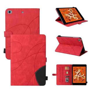 Dual-color Splicing Horizontal Flip PU Leather Case with Holder & Card Slots & Sleep / Wake-up Function For iPad mini/mini 2/mini 3/mini 4/mini(2019)(Red)