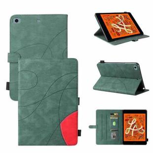 Dual-color Splicing Horizontal Flip PU Leather Case with Holder & Card Slots & Sleep / Wake-up Function For iPad mini/mini 2/mini 3/mini 4/mini(2019)(Green)