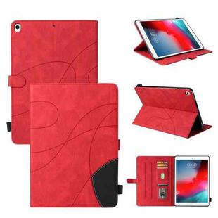 Dual-color Splicing Horizontal Flip PU Leather Case with Holder & Card Slots & Sleep / Wake-up Function For iPad Pro 10.5 / Air (2019) / iPad 10.2 (2019)(Red)