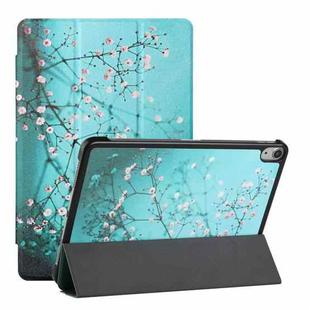 Silk Texture Colored Drawing Pattern Horizontal Flip Magnetic PU Leather Tablet Case with Three-folding Holder & Sleep / Wake-up Function For iPad mini 6(Plum Blossom)