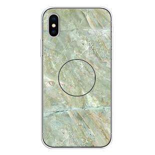 For iPhone XS Max Embossed Varnished Marble TPU Protective Case with Holder(Light Green)