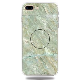 For iPhone 8 Plus & 7 Plus Embossed Varnished Marble TPU Protective Case with Holder(Light Green)
