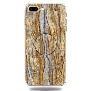 For iPhone 8 Plus & 7 Plus Embossed Varnished Marble TPU Protective Case with Holder(Brown)