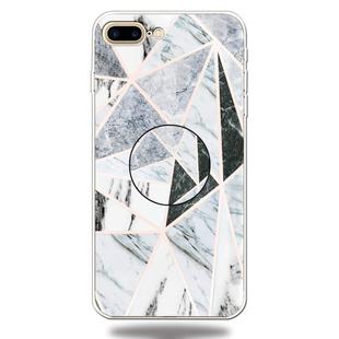 For iPhone 8 Plus & 7 Plus Embossed Varnished Marble TPU Protective Case with Holder(Polytriangle)