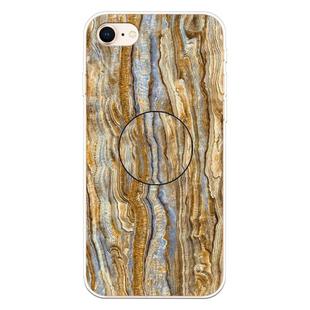 For iPhone 8 & 7 Embossed Varnished Marble TPU Protective Case with Holder(Brown)