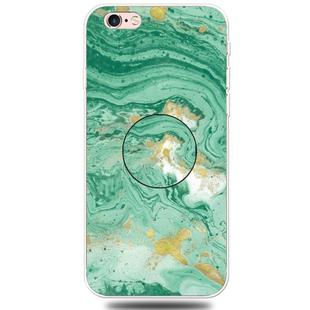 For iPhone 6 & 6s Embossed Varnished Marble TPU Protective Case with Holder(Dark Green)