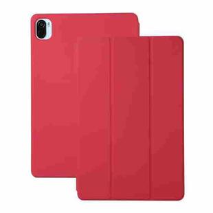 For Xiaomi Pad 5 / Pad 5 Pro Solid Color Magnetic Horizontal Flip Leather Case with Holder(Dark Red)