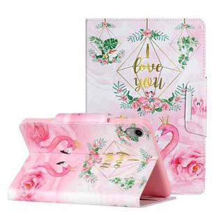 For iPad mini 6 Painted Pattern Horizontal Flip Leather Tablet Case with Holder(Leaves Flamingo)