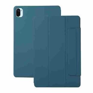 For Xiaomi Pad 5 / Pad 5 Pro Solid Color Magnetic Buckle Horizontal Flip Leather Case with Holder(Dark Green)
