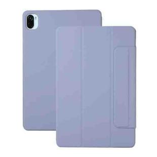 For Xiaomi Pad 5 / Pad 5 Pro Solid Color Magnetic Buckle Horizontal Flip Leather Case with Holder(Purple)