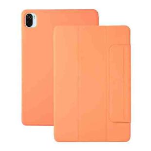 For Xiaomi Pad 5 / Pad 5 Pro Solid Color Magnetic Buckle Horizontal Flip Leather Case with Holder(Orange)