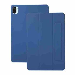 For Xiaomi Pad 5 / Pad 5 Pro Solid Color Magnetic Buckle Horizontal Flip Leather Case with Holder(Blue)