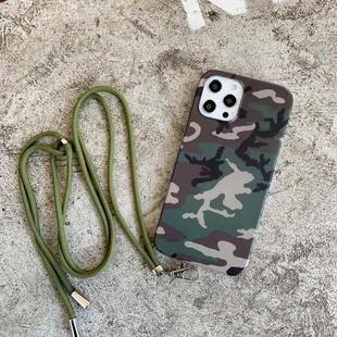 For iPhone 13 Camouflage Pattern IMD Shockproof TPU Protective Case with Lanyard(ERDL)