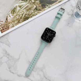 Sewing Plain Weave Small Waist Leather Watch Band For Apple Watch Series 8&7 41mm / SE 2&6&SE&5&4 40mm / 3&2&1 38mm(Ice Blue)
