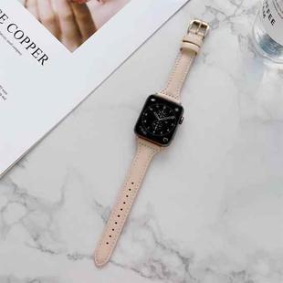 Sewing Plain Weave Small Waist Leather Watch Band For Apple Watch Series 8&7 41mm / SE 2&6&SE&5&4 40mm / 3&2&1 38mm(Pink)