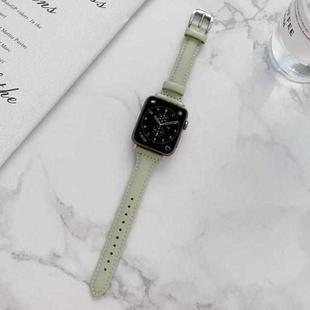 Sewing Plain Weave Small Waist Leather Watch Band For Apple Watch Series 8&7 41mm / SE 2&6&SE&5&4 40mm / 3&2&1 38mm(Green)