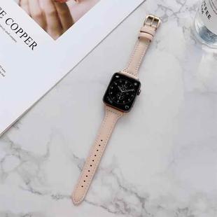 Sewing Plain Weave Small Waist Leather Watch Band For Apple Watch Ultra 49mm / Series 8&7 45mm / SE 2&6&SE&5&4 44mm / 3&2&1 42mm(Pink)