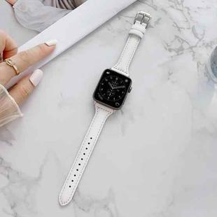 Sewing Plain Weave Small Waist Leather Watch Band For Apple Watch Ultra 49mm / Series 8&7 45mm / SE 2&6&SE&5&4 44mm / 3&2&1 42mm(White)