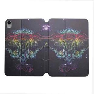 For iPad mini 6 Dual-folding Coloured Drawing Voltage Horizontal Flip PU Leather Tablet Case with Holder & Sleep / Wake-up Function(Watercolor Elephant)