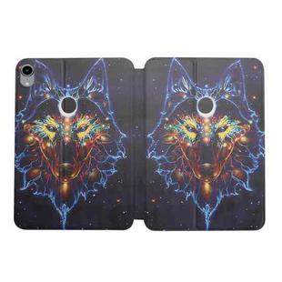 For iPad mini 6 Dual-folding Coloured Drawing Voltage Horizontal Flip PU Leather Tablet Case with Holder & Sleep / Wake-up Function(Watercolor Wolf)