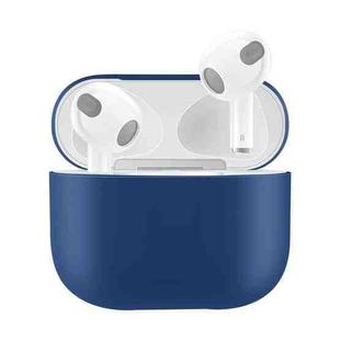 Solid Color Silicone Earphone Protective Case for AirPods 3(Dark Blue)