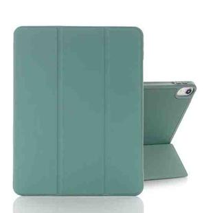 For iPad mini 6 Back Sticker Skin Feel Horizontal Flip Leather Tablet Case with Tri-fold Holder(Dark Green)