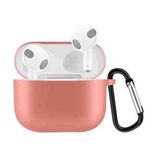 Solid Color Silicone Earphone Protective Case for AirPods 3, with Hook(Orange)