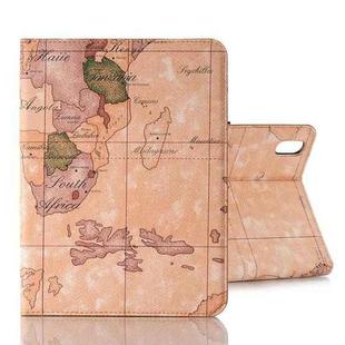For iPad mini 6 Map Pattern Horizontal Flip Leather Tablet Case with Holder & Card Slot & Wallet(Light Brown)