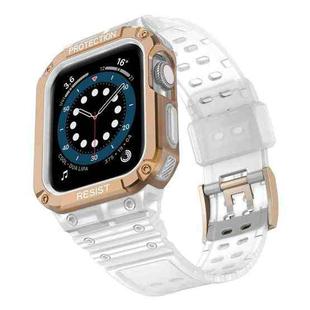 Silicone Integrated Watch Band For Apple Watch Series 7 41mm / 6&SE&5&4 40mm / 3&2&1 38mm(Matte Transparent+Rose Gold Frame)