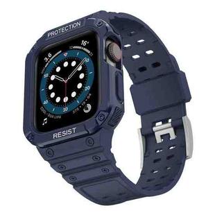 Silicone Integrated Watch Band For Apple Watch Series 7 41mm / 6&SE&5&4 40mm / 3&2&1 38mm(Dark Blue+Blue Frame)